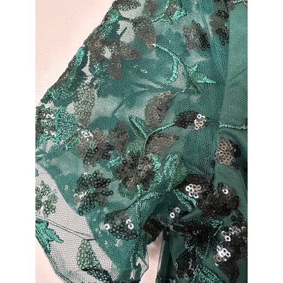 Fariesty Green Tulle Prom Dress w/ Black Sequins, Size XL (15), NIP - Picture 5 of 7